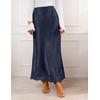 MEROKEETY Women’s 2026 Fashion Satin Lace Trim Business Casual Maxi Skirts | Silk Skirt, Mermaid Fishtail, Elastic High Waist, Flowy Long Skirt, Elegant Classy, Dressy Casual, Fall Trendy Outfits(Navy)