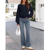 MEROKEETY Womens Boat Neck Long Lantern Sleeve Sweaters 2026 Dressy Casual | Hollow Out, Knitted, Cozy, Loose Ribbed Hem Pullover, Trendy Drop Shoulder Jumper Top, Fall Fashion, Layering Winter Clothing(Navy)
