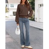 MEROKEETY Womens Boat Neck Long Lantern Sleeve Sweaters 2026 Dressy Casual | Hollow Out, Knitted, Cozy, Loose Ribbed Hem Pullover, Trendy Drop Shoulder Jumper Top, Fall Fashion, Layering Winter Clothing(Coffee)