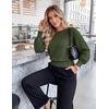 MEROKEETY Womens Boat Neck Long Lantern Sleeve Sweaters 2026 Dressy Casual | Hollow Out, Knitted, Cozy, Loose Ribbed Hem Pullover, Trendy Drop Shoulder Jumper Top, Fall Fashion, Layering Winter Clothing(Dark Green)