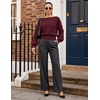 MEROKEETY Womens Boat Neck Long Lantern Sleeve Sweaters 2026 Dressy Casual | Hollow Out, Knitted, Cozy, Loose Ribbed Hem Pullover, Trendy Drop Shoulder Jumper Top, Fall Fashion, Layering Winter Clothing(Wine)