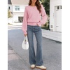 MEROKEETY Womens Boat Neck Long Lantern Sleeve Sweaters 2026 Dressy Casual | Hollow Out, Knitted, Cozy, Loose Ribbed Hem Pullover, Trendy Drop Shoulder Jumper Top, Fall Fashion, Layering Winter Clothing(Pink)