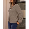 MEROKEETY Womens Cable Knit Cardigan Sweaters Trendy Fall Sweater 2026 | Long Lantern Sleeve, Button Up Cardigans, Ribbed Hem, Dropped Shoulder, Stretchy Knit, Cute Open Front Coats, Winter Clothes(Cashmere)