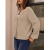 MEROKEETY Womens Cable Knit Cardigan Sweaters Trendy Fall Sweater 2026 | Long Lantern Sleeve, Button Up Cardigans, Ribbed Hem, Dropped Shoulder, Stretchy Knit, Cute Open Front Coats, Winter Clothes(Sand)