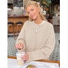 MEROKEETY Womens Chunky Button Up Cable Knit Trendy Cardigan Sweaters | Cozy Vintage Knit, Horn Buttons, Open Front Cardigan, 2026 Fall Fashion Sweaters, Loose Fit, Trendy Outfits, Winter Outerwear(Apricot)