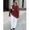 MEROKEETY Womens Fall Asymmetric Lace Long Sleeve Top 2026 | Crew Neck, Drop Shoulder, Loose Fit, Cotton Blend, Soft Stretchy, Going Out Clothes, Dressy Casual Blouse, Trendy T Shirts(Burgundy)