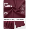 MEROKEETY Womens Fall Asymmetric Lace Long Sleeve Top 2026 | Crew Neck, Drop Shoulder, Loose Fit, Cotton Blend, Soft Stretchy, Going Out Clothes, Dressy Casual Blouse, Trendy T Shirts(Burgundy)