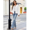 MEROKEETY Women’s Fall Button Down Cute Cardigan Sweater Trendy | 2026, Long Sleeve, Open Front Coat, Scalloped Ribbed Trim, Cozy Knit, Contrast Color, Crewneck, Regular Fit, Casual Outfits(White)