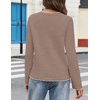 MEROKEETY Women’s Fall Button Down Cute Cardigan Sweater Trendy | 2026, Long Sleeve, Open Front Coat, Scalloped Ribbed Trim, Cozy Knit, Contrast Color, Crewneck, Regular Fit, Casual Outfits(Camel)