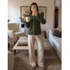 MEROKEETY Women’s Fall Button Down Cute Cardigan Sweater Trendy | 2026, Long Sleeve, Open Front Coat, Scalloped Ribbed Trim, Cozy Knit, Contrast Color, Crewneck, Regular Fit, Casual Outfits(Green)