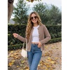 MEROKEETY Women’s Fall Button Down Cute Cardigan Sweater Trendy | 2026, Long Sleeve, Open Front Coat, Scalloped Ribbed Trim, Cozy Knit, Contrast Color, Crewneck, Regular Fit, Casual Outfits(Camel)