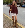 MEROKEETY Women’s Fall Button Down Cute Cardigan Sweater Trendy | 2026, Long Sleeve, Open Front Coat, Scalloped Ribbed Trim, Cozy Knit, Contrast Color, Crewneck, Regular Fit, Casual Outfits(Wine)