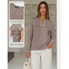 MEROKEETY Women’s Fall Lightweight Sweater Business Casual Tops | Ladies Work Sweaters, Notched Neck, Long Sleeve, Horse bit Accents, Vintage Pullover, 2026 Winter Fashion Clothing(Camel)