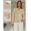 MEROKEETY Women’s Fall Lightweight Sweater Business Casual Tops | Ladies Work Sweaters, Notched Neck, Long Sleeve, Horse bit Accents, Vintage Pullover, 2026 Winter Fashion Clothing(Oatmeal)