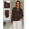MEROKEETY Women’s Fall Lightweight Sweater Business Casual Tops | Ladies Work Sweaters, Notched Neck, Long Sleeve, Horse bit Accents, Vintage Pullover, 2026 Winter Fashion Clothing(Coffee)