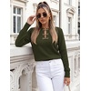 MEROKEETY Women’s Fall Lightweight Sweater Business Casual Tops | Ladies Work Sweaters, Notched Neck, Long Sleeve, Horse bit Accents, Vintage Pullover, 2026 Winter Fashion Clothing(Armygreen)