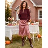 MEROKEETY Women’s Fall Lightweight Sweater Business Casual Tops | Ladies Work Sweaters, Notched Neck, Long Sleeve, Horse bit Accents, Vintage Pullover, 2026 Winter Fashion Clothing(Wine)
