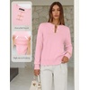 MEROKEETY Women’s Fall Lightweight Sweater Business Casual Tops | Ladies Work Sweaters, Notched Neck, Long Sleeve, Horse bit Accents, Vintage Pullover, 2026 Winter Fashion Clothing(Pink)