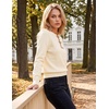 MEROKEETY Women’s Fall Lightweight Sweater Business Casual Tops | Ladies Work Sweaters, Notched Neck, Long Sleeve, Horse bit Accents, Vintage Pullover, 2026 Winter Fashion Clothing(Apricot)