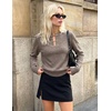 MEROKEETY Women’s Fall Lightweight Sweater Business Casual Tops | Ladies Work Sweaters, Notched Neck, Long Sleeve, Horse bit Accents, Vintage Pullover, 2026 Winter Fashion Clothing(Camel)