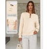 MEROKEETY Women’s Fall Lightweight Sweater Business Casual Tops | Ladies Work Sweaters, Notched Neck, Long Sleeve, Horse bit Accents, Vintage Pullover, 2026 Winter Fashion Clothing(Apricot)