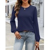 MEROKEETY Womens Fall Lightweight Sweater Long Sleeve Eyelet Pullover Tops | 2026, Ladies, Winter, Cute, Trendy, Crewneck, Pointelle, Balloon Sleeves, Ribbed Hem, Casual, Knit, Fashion Outfit Clothes(Navy)