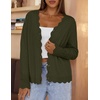 MEROKEETY Women’s Fall Long Sleeve Button Front Cardigan Sweater | Open Front, Scalloped V Neck, Crochet Cardigan, Hollow Out, Lightweight, Dressy, Trendy, Loose Fit, Knit Jumper, Sweater Top(Army)