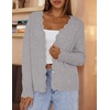 MEROKEETY Women’s Fall Long Sleeve Button Front Cardigan Sweater | Open Front, Scalloped V Neck, Crochet Cardigan, Hollow Out, Lightweight, Dressy, Trendy, Loose Fit, Knit Jumper, Sweater Top(Gray)