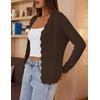 MEROKEETY Women’s Fall Long Sleeve Button Front Cardigan Sweater | Open Front, Scalloped V Neck, Crochet Cardigan, Hollow Out, Lightweight, Dressy, Trendy, Loose Fit, Knit Jumper, Sweater Top(Coffee)
