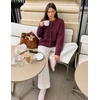 MEROKEETY Women’s Fall Long Sleeve Button Fuzzy Cardigan Sweater | Open Front, Crew Neck, Knit, Cozy, 2026 Winter, Relaxed Fit, Drop Shoulder, Stretchy and Soft, Slightly Cropped Hem, Trendy(Burgundy)
