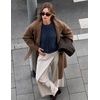 MEROKEETY Women’s Fall Long Sleeve Button Fuzzy Cardigan Sweater | Open Front, Crew Neck, Knit, Cozy, 2026 Winter, Relaxed Fit, Drop Shoulder, Stretchy and Soft, Slightly Cropped Hem, Trendy(Navy)