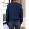 MEROKEETY Women’s Fall Long Sleeve Button Fuzzy Cardigan Sweater | Open Front, Crew Neck, Knit, Cozy, 2026 Winter, Relaxed Fit, Drop Shoulder, Stretchy and Soft, Slightly Cropped Hem, Trendy(Navy)