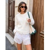MEROKEETY Women’s Fall Long Sleeve Button Fuzzy Cardigan Sweater | Open Front, Crew Neck, Knit, Cozy, 2026 Winter, Relaxed Fit, Drop Shoulder, Stretchy and Soft, Slightly Cropped Hem, Trendy(White)