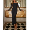 MEROKEETY Womens Fall Long Sleeve Off Shoulder Glitter Mesh Maxi Dress 2026 | Bodycon, Sparkly, Wedding Guest, Formal, Cocktail Party, Evening, Rehearsal Dinner, Holiday, Sequins, Date Night Dresses(Black)