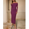 MEROKEETY Womens Fall Long Sleeve Off Shoulder Glitter Mesh Maxi Dress 2026 | Bodycon, Sparkly, Wedding Guest, Formal, Cocktail Party, Evening, Rehearsal Dinner, Holiday, Sequins, Date Night Dresses(Plum)