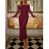 MEROKEETY Womens Fall Long Sleeve Off Shoulder Glitter Mesh Maxi Dress 2026 | Bodycon, Sparkly, Wedding Guest, Formal, Cocktail Party, Evening, Rehearsal Dinner, Holiday, Sequins, Date Night Dresses(Wine)
