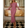 MEROKEETY Womens Fall Long Sleeve Off Shoulder Glitter Mesh Maxi Dress 2026 | Bodycon, Sparkly, Wedding Guest, Formal, Cocktail Party, Evening, Rehearsal Dinner, Holiday, Sequins, Date Night Dresses(Pink)