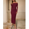 MEROKEETY Womens Fall Long Sleeve Off Shoulder Glitter Mesh Maxi Dress 2026 | Bodycon, Sparkly, Wedding Guest, Formal, Cocktail Party, Evening, Rehearsal Dinner, Holiday, Sequins, Date Night Dresses(Wine)