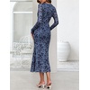 MEROKEETY Women’s Fall Long Sleeve Wrap V Neck Floral Maxi Dress 2026 | Snap Button, Slim Fit, Ruched Waist, Bodycon, Ruffle Hem, Lined, Wedding Guest, Cocktail, Party, Formal, Winter Long Dresses(Dustyblue)