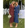 MEROKEETY Women’s Fall Long Sleeve Wrap V Neck Floral Maxi Dress 2026 | Snap Button, Slim Fit, Ruched Waist, Bodycon, Ruffle Hem, Lined, Wedding Guest, Cocktail, Party, Formal, Winter Long Dresses(Wine)