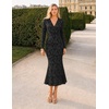 MEROKEETY Women’s Fall Long Sleeve Wrap V Neck Floral Maxi Dress 2026 | Snap Button, Slim Fit, Ruched Waist, Bodycon, Ruffle Hem, Lined, Wedding Guest, Cocktail, Party, Formal, Winter Long Dresses(Black)
