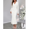 MEROKEETY Women’s Fall Long Sleeve Wrap V Neck Floral Maxi Dress 2026 | Snap Button, Slim Fit, Ruched Waist, Bodycon, Ruffle Hem, Lined, Wedding Guest, Cocktail, Party, Formal, Winter Long Dresses(White)
