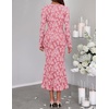 MEROKEETY Women’s Fall Long Sleeve Wrap V Neck Floral Maxi Dress 2026 | Snap Button, Slim Fit, Ruched Waist, Bodycon, Ruffle Hem, Lined, Wedding Guest, Cocktail, Party, Formal, Winter Long Dresses(Pink)