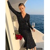 MEROKEETY Women’s Fall Long Sleeve Wrap V Neck Floral Maxi Dress 2026 | Snap Button, Slim Fit, Ruched Waist, Bodycon, Ruffle Hem, Lined, Wedding Guest, Cocktail, Party, Formal, Winter Long Dresses(Black)