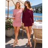 MEROKEETY Women’s Fall Off Shoulder Cocktail Party Mini Dresses | Long Sleeve, Date Night, Going Out Outfits, Bodycon, Dinner, Asymmetrical, Ruched Waist, Slim Fit, Y2K, Club Short Dress(Pink)