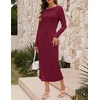 MEROKEETY Women’s Fall Off Shoulder Long Sleeve Wedding Guest Midi Dress | Fitted, Ruched Waist, Baby Shower, Bridesmaid, Date Night, Modest Elegant, Business Casual, 2026 Formal Dress, Winter Outfits(Wine)