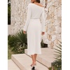 MEROKEETY Women’s Fall Off Shoulder Long Sleeve Wedding Guest Midi Dress | Fitted, Ruched Waist, Baby Shower, Bridesmaid, Date Night, Modest Elegant, Business Casual, 2026 Formal Dress, Winter Outfits(White)