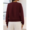 MEROKEETY Womens Fall Oversized Pullover Sweater Layered Neck Henley Tops | Crew Neck, Buttoned V Neck, 2 in 1, 2026, Winter, Long Sleeves, Color Block, Soft, Warm, Ribbed Hem, Stylish, Trendy, Fashion(Burgundy)