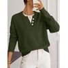 MEROKEETY Womens Fall Oversized Pullover Sweater Layered Neck Henley Tops | Crew Neck, Buttoned V Neck, 2 in 1, 2026, Winter, Long Sleeves, Color Block, Soft, Warm, Ribbed Hem, Stylish, Trendy, Fashion(Armygreen)
