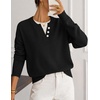 MEROKEETY Womens Fall Oversized Pullover Sweater Layered Neck Henley Tops | Crew Neck, Buttoned V Neck, 2 in 1, 2026, Winter, Long Sleeves, Color Block, Soft, Warm, Ribbed Hem, Stylish, Trendy, Fashion(Black)